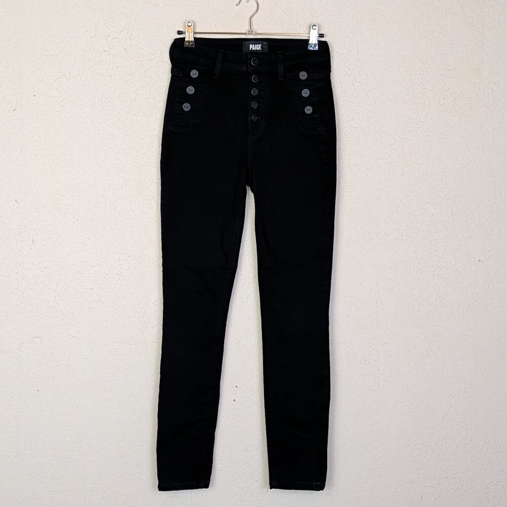 PAIGE Emmie High Rise Skinny Button Front Jean in Starling Night Black
